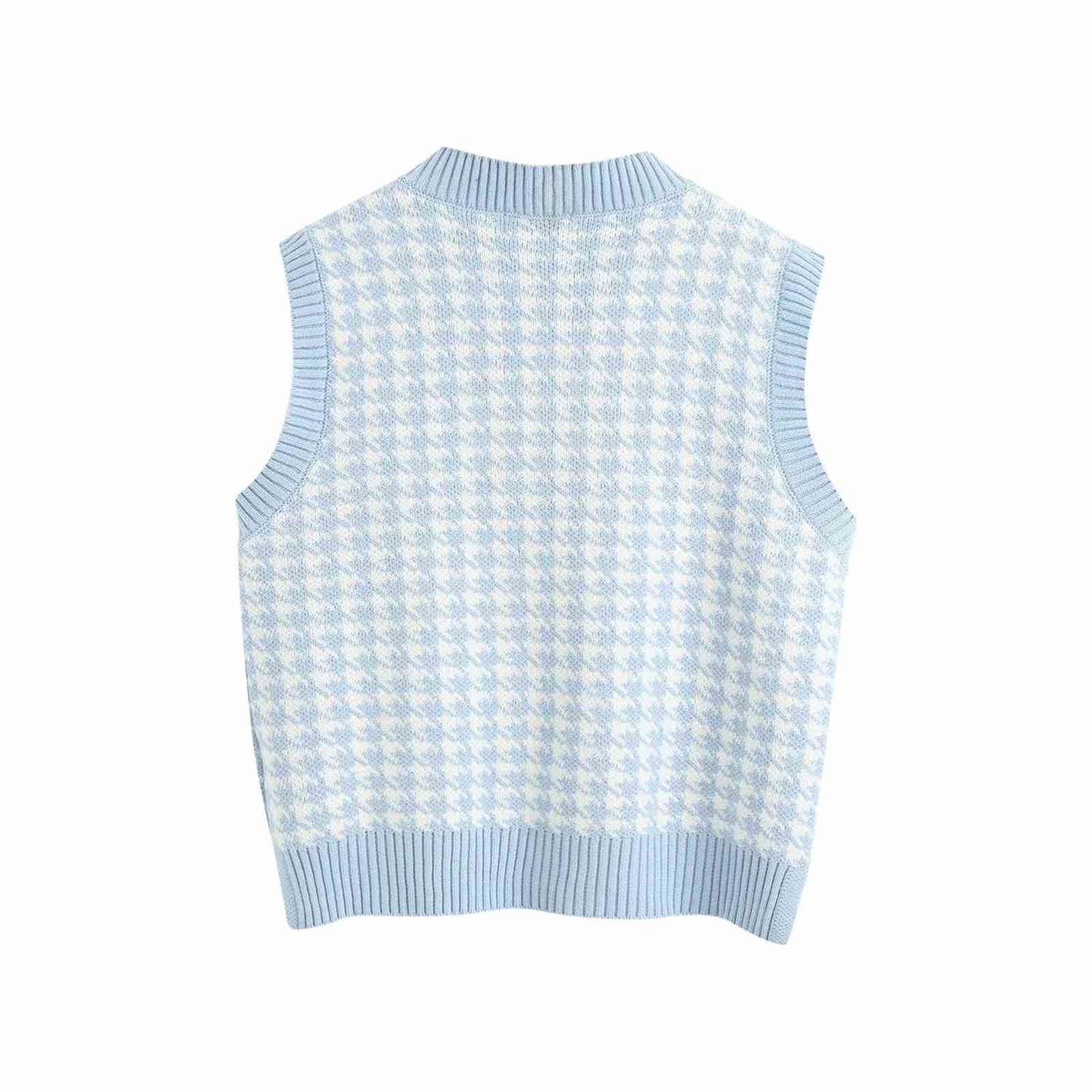 Fashion sleeveless vest sweater women pullover casual v neck knitted sweater winter cute korean sweater 211109