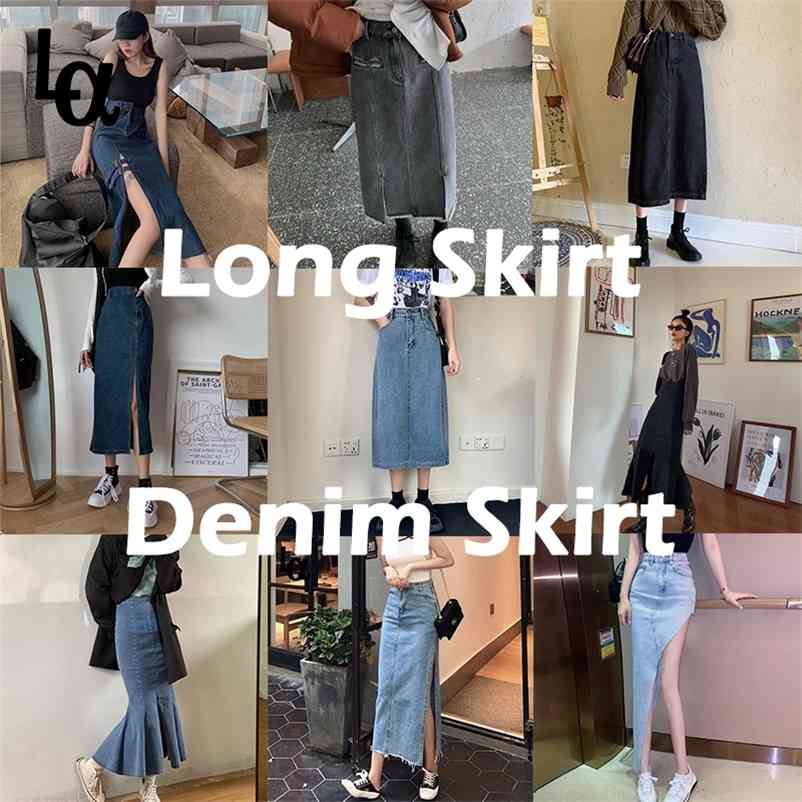Retro Long Midi Denim Skirts Chic High Waist Side Slit Mid-Length Vintage Harajuku Solid All-match Jean 210519, 230jblack
Retro Long Midi Denim Skirts Chic High Waist Side Slit Mid-Length Vintage Harajuku Solid All-match Jean 210519, 230jblack