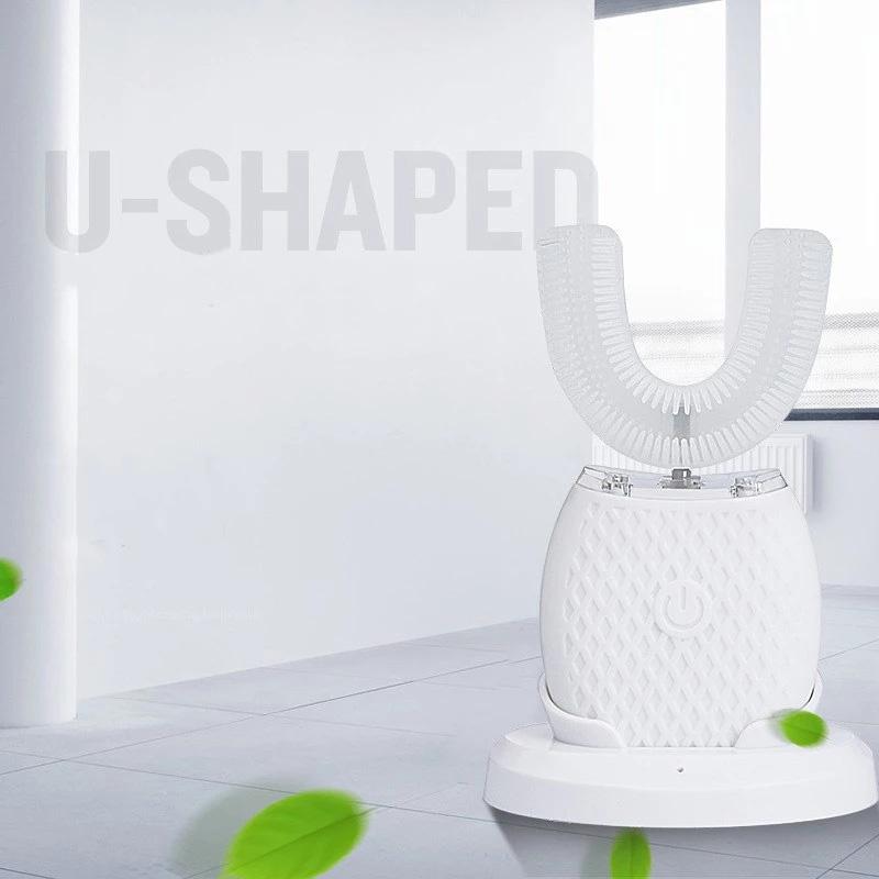 Silica gel 360 Degrees Intelligent Automatic Sonic Electric Toothbrush USB Rechargeable Ultrasonic U Type Tooth brush Clean Teeth Whitening
