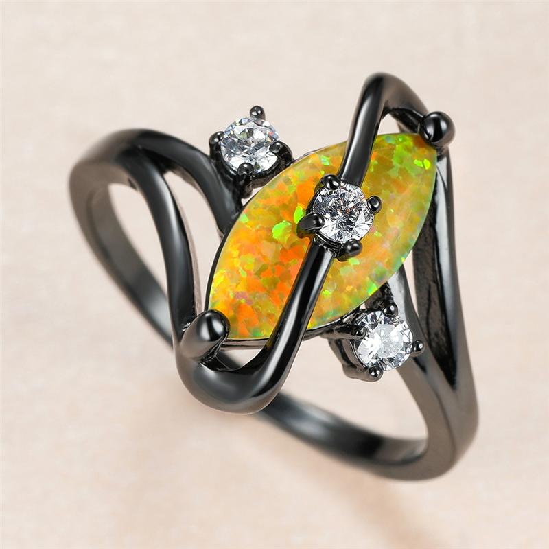 Cute Female Leaf Opal Stone Ring Charm 14KT Black Gold Wedding Rings For Women Promise White Round Zircon Engagement
Cute Female Leaf Opal Stone Ring Charm 14KT Black Gold Wedding Rings For Women Promise White Round Zircon Engagement