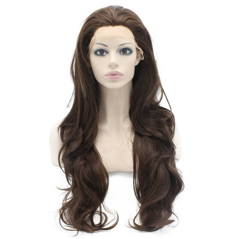 26" Extra Long Mix Brown Wavy Heat Safe Synthetic Hair Wig High Quality 150% Density Front Lace Wavy Wig, Dark brown
26" Extra Long Mix Brown Wavy Heat Safe Synthetic Hair Wig High Quality 150% Density Front Lace Wavy Wig, Dark brown