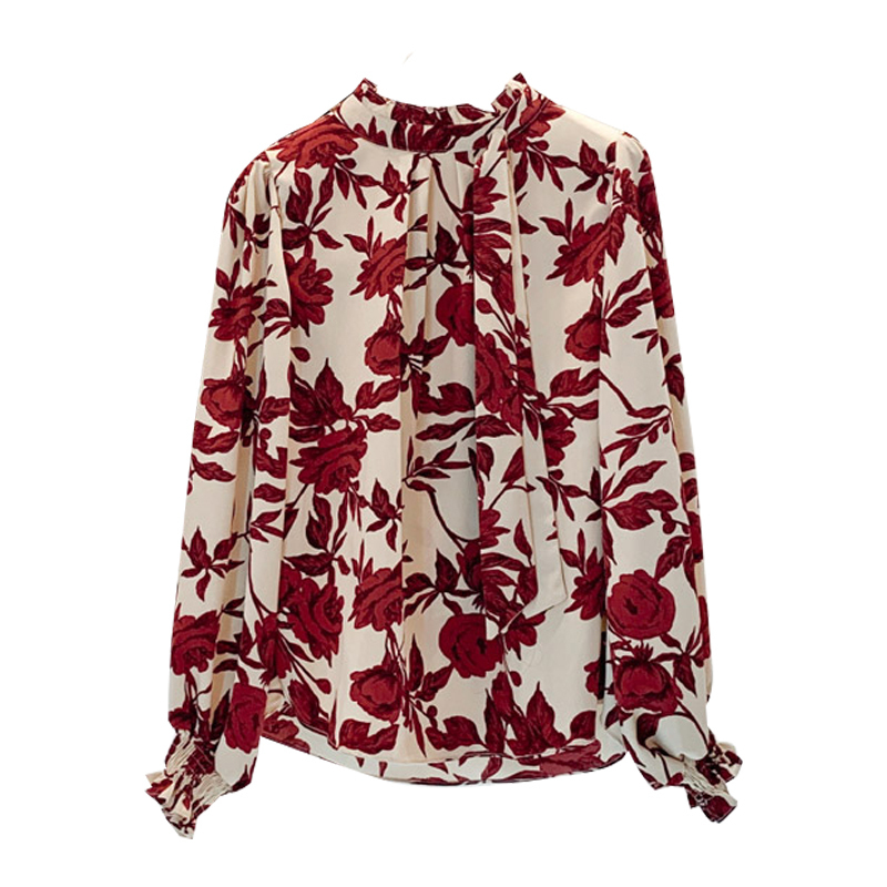 Spring Women Suits Print Long Lantern Sleeve Shirt Slim Fit Hip Mini Skirt Two Piece Set S01303M 220302