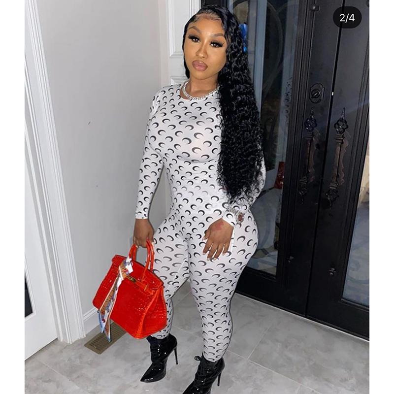 Women's Jumpsuits & Rompers Solid Color Crescent Long Sleeves Skinny Arrival Autumn Women Jumpsuit Sexy Polyester Spandex