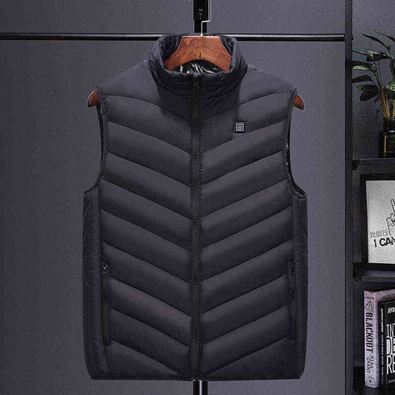 Men Vest Cotton In Autumn and Winter Graphene Electric Heating Waistcoat USB Safety Intelligent Constant Temperature Clothing 211111