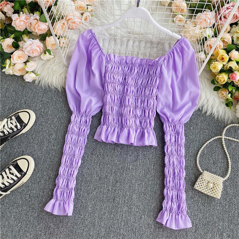 Women's Blouses & Shirts Women Fold Blouse Spring Autumn Puff Sleeved Square Neck Sexy Chiffon Tops Ladies Korean Boho Sweet Top1
Women's Blouses & Shirts Women Fold Blouse Spring Autumn Puff Sleeved Square Neck Sexy Chiffon Tops Ladies Korean Boho Sweet Top1