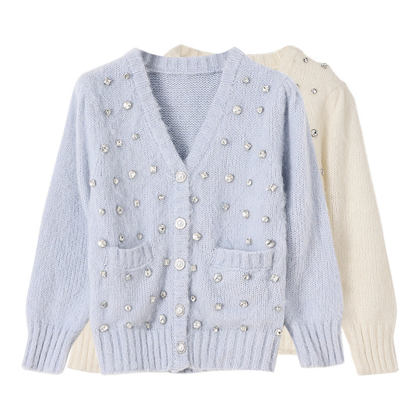 women's sweaters spring white diamonds blue cardigan women's collar v fashion short stylish sweater enj7, White;black
women's sweaters spring white diamonds blue cardigan women's collar v fashion short stylish sweater enj7, White;black