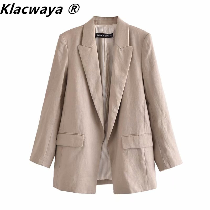 Za Women Blazer Office Wear Fashion Linen Slim Coat Vintage Long Sleeve Female Outerwear Chic Tops 210521, Khaki
Za Women Blazer Office Wear Fashion Linen Slim Coat Vintage Long Sleeve Female Outerwear Chic Tops 210521, Khaki