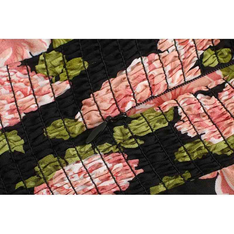 Summer Contrast Color Floral Print Women Dress Ruffles hem Tie Bow Strap Sleeveless Mini Sexy Beach Holiday Vintage 210429