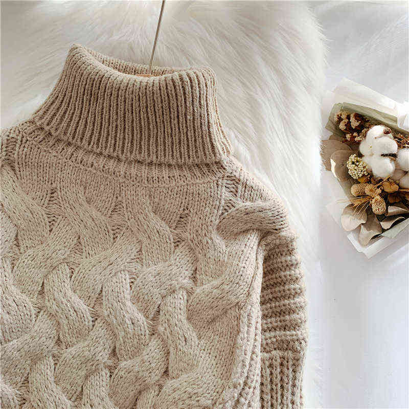 EBAIHUI Womens Winter Sweaters Loose Oversized Solid Color Thick Crop Sweater Korean Fashion Harajuku Turtleneck Pullovers 211123wtt