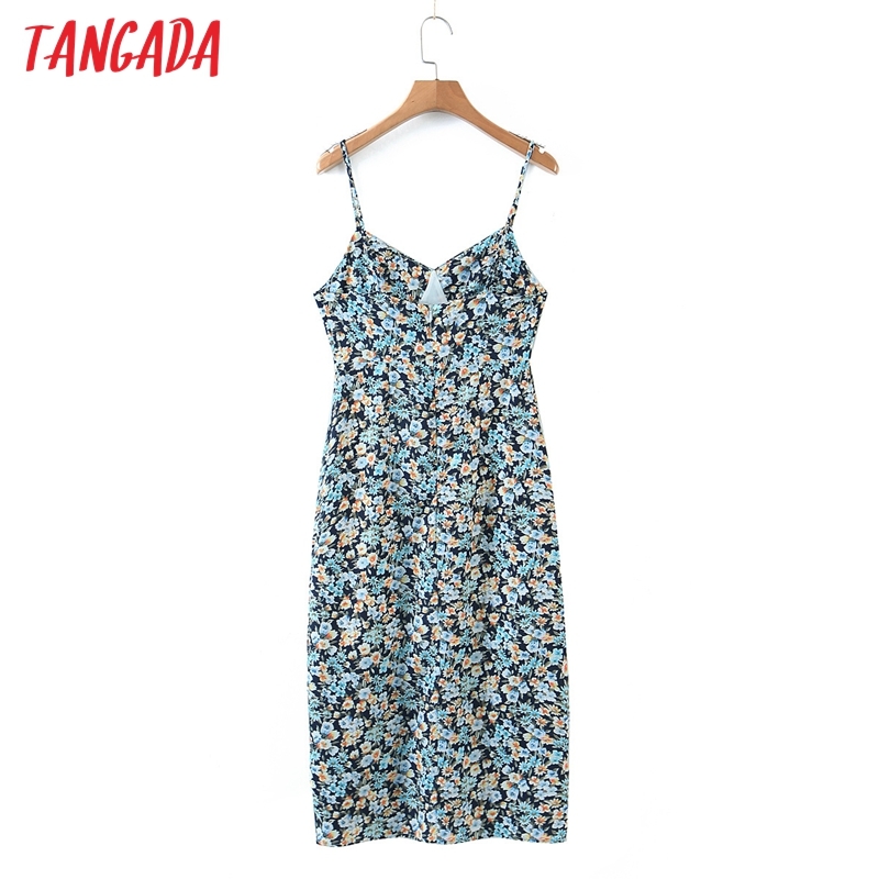 Fashion Women Floral Print Summer Long Sleeve Spaghetti Strap Ladies Dress DZ8 210416
