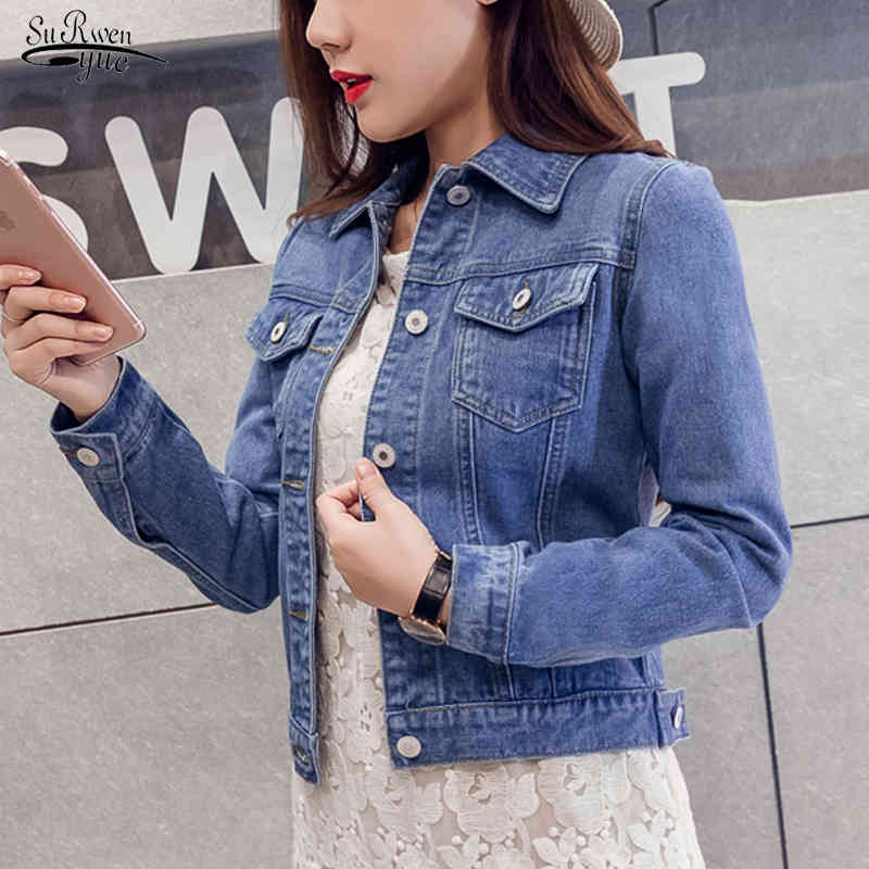 Blusas Long Sleeve Winter Slim Solid Jeans Top For Women Denim Jacket Short Overcoat Ladies Jackets Tops 4866 50 210508