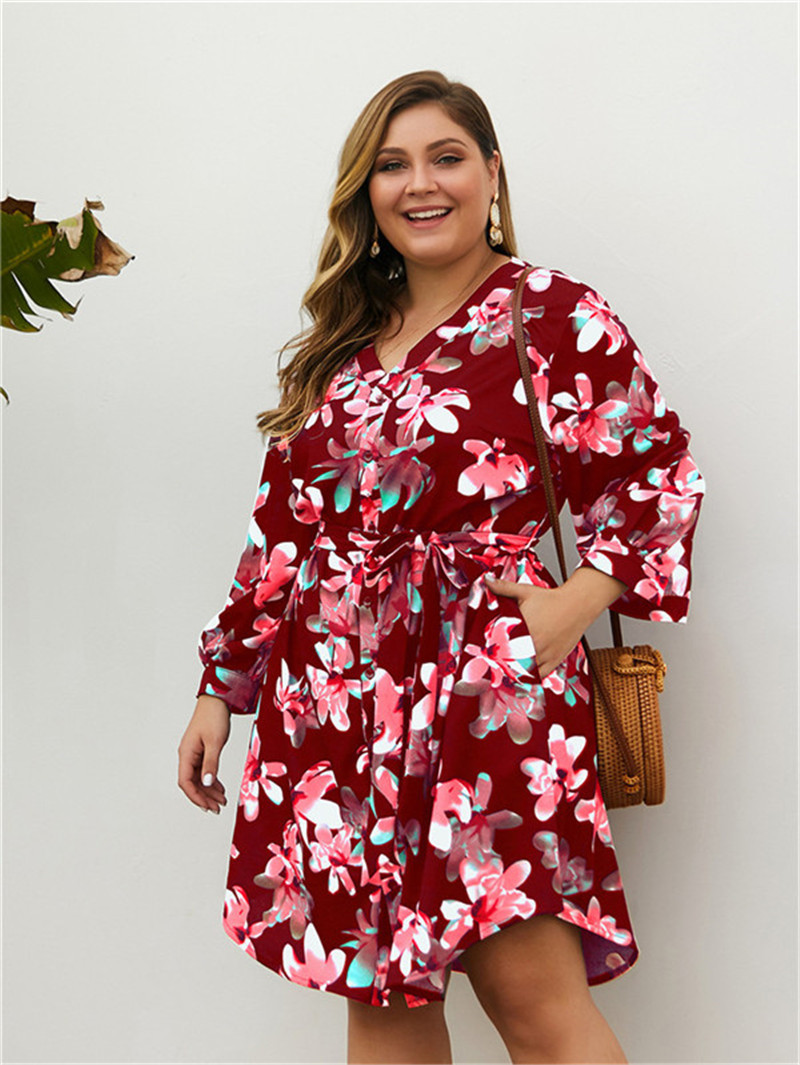 Women Floral Dresses Fashion V Neck Long Sleeve Asymmetrical Plus Size Dresses with Sashes Womens Button Loose Dress, Black;gray
Women Floral Dresses Fashion V Neck Long Sleeve Asymmetrical Plus Size Dresses with Sashes Womens Button Loose Dress, Black;gray