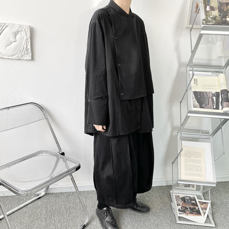 Spring niche dark art asymmetric irregular loose deconstruction shirt men's and women's sc37 p70 210524