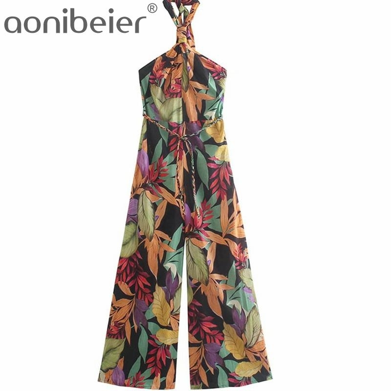 Fashion Leaf Print Women Rompers Summer Sleeveless Backless Halter Neck Wide Leg Casual Beach Jumpsuits with Sashes 210604, 01
Fashion Leaf Print Women Rompers Summer Sleeveless Backless Halter Neck Wide Leg Casual Beach Jumpsuits with Sashes 210604, 01