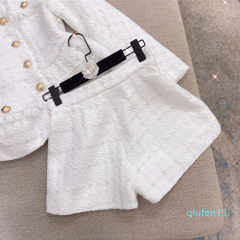 Fashion Personality Top Quality Original Design Women's Jacket Two-piece Bright silk Tweed Coat Fringe Yarn with Shorts