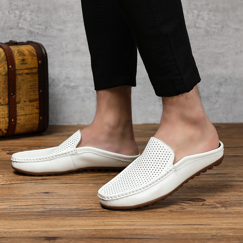 Summer Half Shoes for Men Luxury Brand Handmade Casual Sandals Slipon Men Lazy Driving Shoes Leather Loafer Slippers Men Loafers, Blue
Summer Half Shoes for Men Luxury Brand Handmade Casual Sandals Slipon Men Lazy Driving Shoes Leather Loafer Slippers Men Loafers, Blue