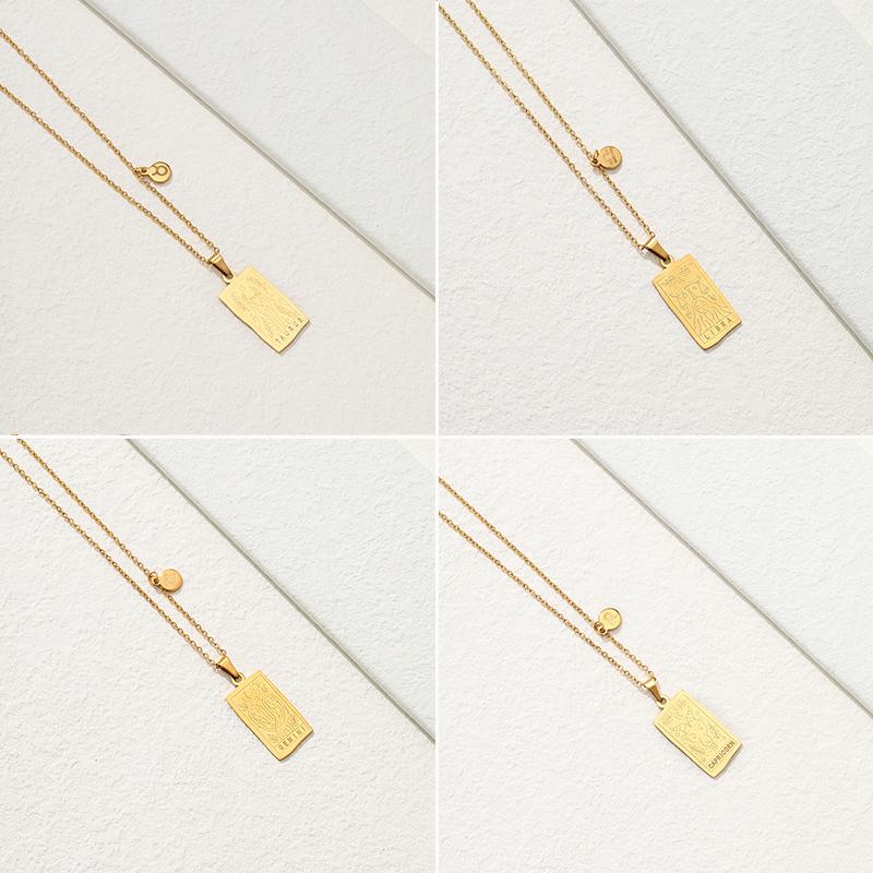 Pendant Necklaces Vintage 12 Constellations Tarot Necklace Gold Square Zodiac Sign For Women Jewelry Accessories
Pendant Necklaces Vintage 12 Constellations Tarot Necklace Gold Square Zodiac Sign For Women Jewelry Accessories