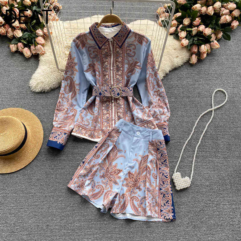 Women Shorts Lapel Long Sleeve Printing Big Size Two Piece Set Fashion Temperament Spring Summer 11D339 210525, Blue
Women Shorts Lapel Long Sleeve Printing Big Size Two Piece Set Fashion Temperament Spring Summer 11D339 210525, Blue