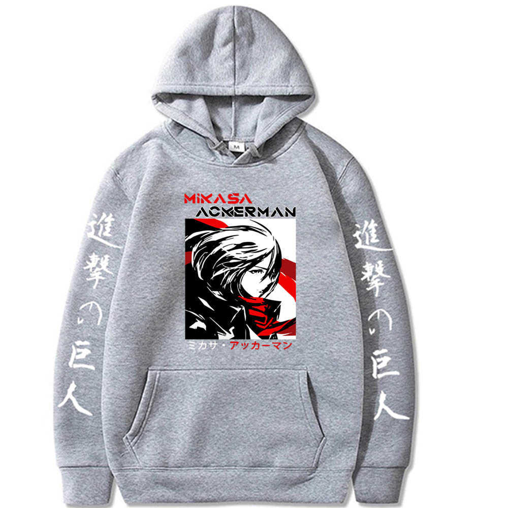 Final Season Attack on Titan Print Men Hoodies Sweatshirt Mikasa Ackerman Streetwear Pullover Hoody Y0804