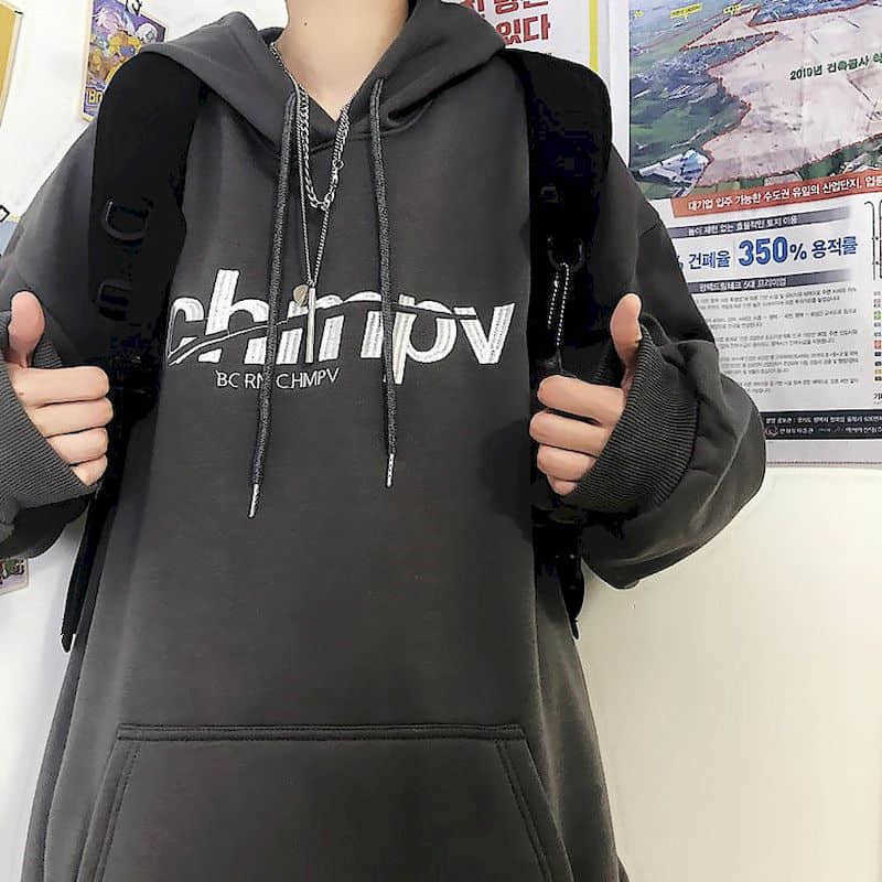 Sweatshirt male students autumn and winter Korean letters version loose plus velvet thick coat jacket 210526