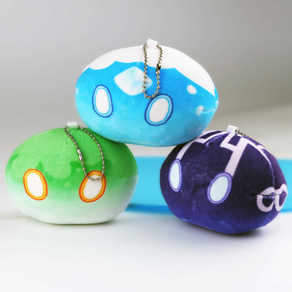 Anime Genshin Impact Slime Plush Keychain Cosplay Cute Throw Handful Toys Cartoon Birthday Xmas Gift Y0728