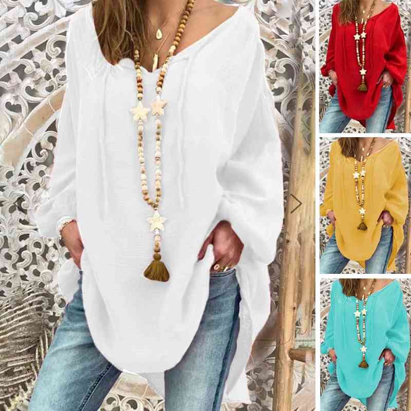 Long Cotton Blouse Women Summer Shirt Spring Sleeve White Casual Tops Ladies Streetwear Blusas Mujer 210603, Red
Long Cotton Blouse Women Summer Shirt Spring Sleeve White Casual Tops Ladies Streetwear Blusas Mujer 210603, Red