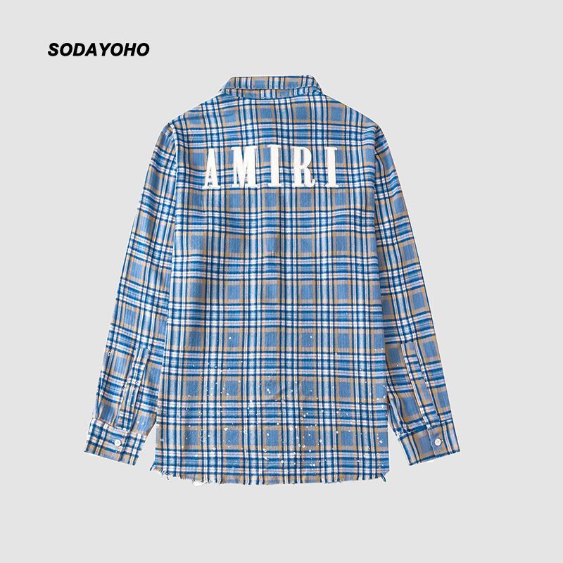 Sodayoho American classic Plaid AMIR splash fringes High Street Long Sleeve Shirt Men's loose casual shirt, White;black
Sodayoho American classic Plaid AMIR splash fringes High Street Long Sleeve Shirt Men's loose casual shirt, White;black