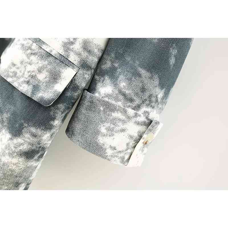 vintage women elegant tie dye long blazers fashion ladies stylish notched collar suit jacket female chic girls 210430