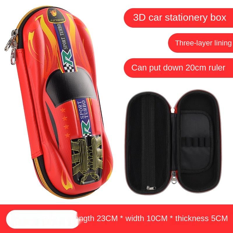 Pencil Cases 3D Racing Car Cartoons School Case For Children Stationery Box EVA PU Plastic Pen Boy Cute Bag