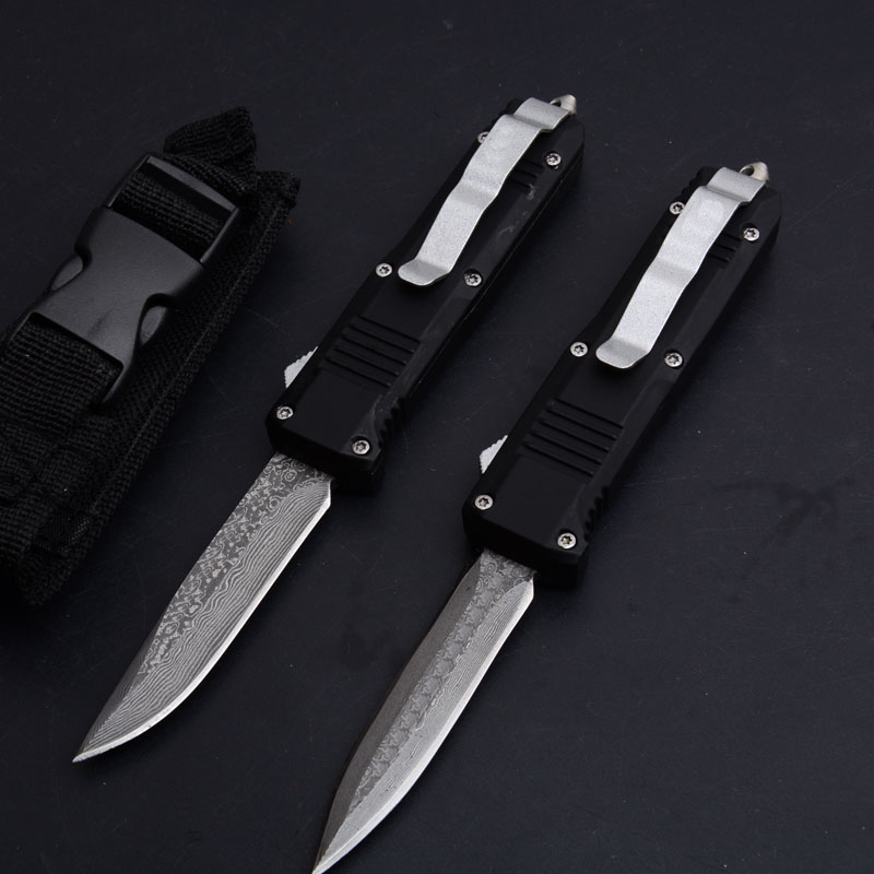 Factory Direct C07 Mini Automatic Tactical Knife Damascus Steel Blade Zinc-aluminum alloy Handle EDC Pocket Knives With Nylon Bag
Factory Direct C07 Mini Automatic Tactical Knife Damascus Steel Blade Zinc-aluminum alloy Handle EDC Pocket Knives With Nylon Bag