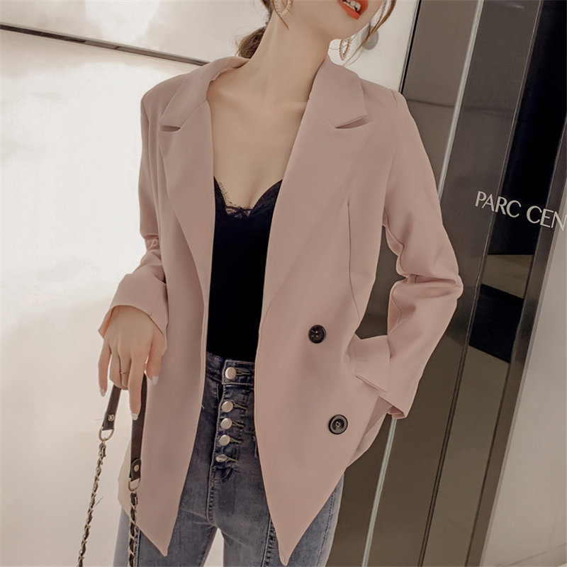 Retro Women OL Loose All Match Fashion Solid Brief Formal Office Lady Casual Large Size Elegant Chic Blazers 210421