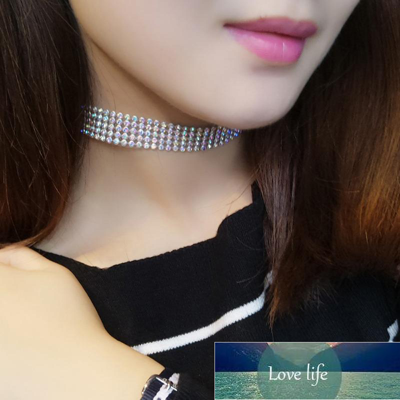 NEW Crystal Rhinestone Choker Necklace Women Wedding Accessories Silver Color Chain Punk Gothic Chokers Jewelry Collier Femme Factory price expert des