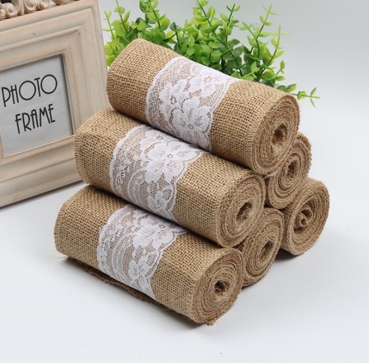 2021 Supplies 15*240cm Naturally Elegant Burlap Lace Chair Sashes Jute Chairs Tie Bow For Rustic Wedding Event Decoration