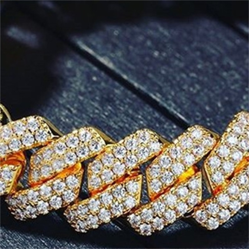 New Arrival Personalized Gold Bling Diamond Mens Cuban Link Chain Bracelet Iced Out Cubic Zirconia Curb Wristband Chains Jewelry 3