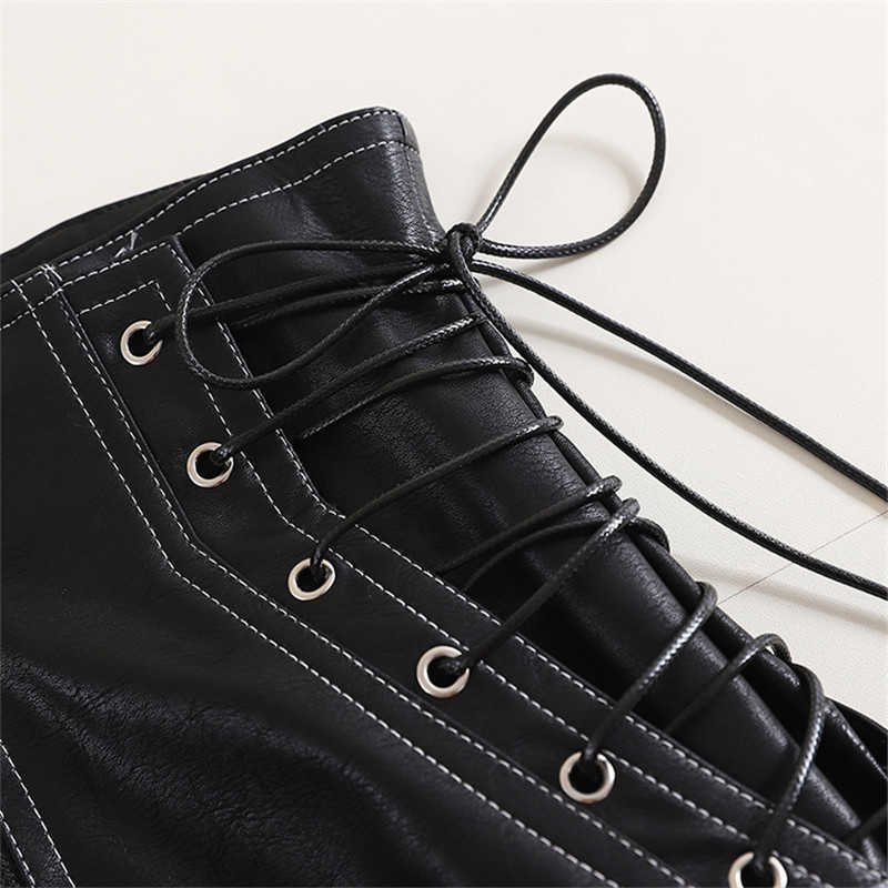 High Waist PU Leather For Women - Versatile Black Wide Leg Casual Shorts Ab1170 210714
