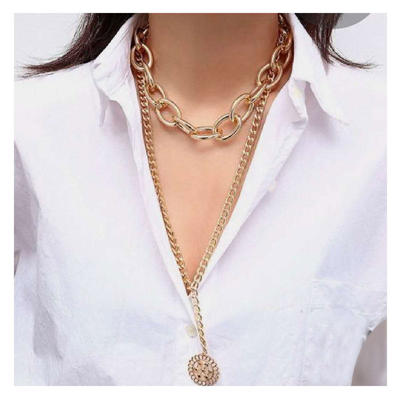 Pendant Necklaces HaHaGirl Punk Gold Layered Chain Round Choker Necklace For Women Fashion Statement Chunky Collar Jewelry
Pendant Necklaces HaHaGirl Punk Gold Layered Chain Round Choker Necklace For Women Fashion Statement Chunky Collar Jewelry