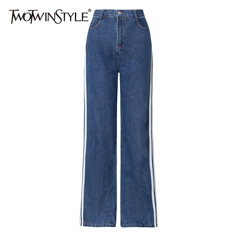Patchwork Striped Denim Pants For Women High Waist Straight Casual Loose Jeans Female Fashion Clothing Autumn 210521, Blue
Patchwork Striped Denim Pants For Women High Waist Straight Casual Loose Jeans Female Fashion Clothing Autumn 210521, Blue