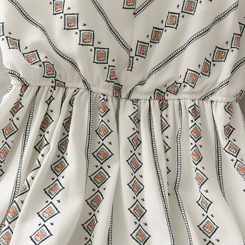 OCEANLOVE Sexy A-line Vestido Fashion V Neck High Waist Dresses Women Print Sleeveless Beach Style Dresses Chic Ropa Mujer 16415 210331Z