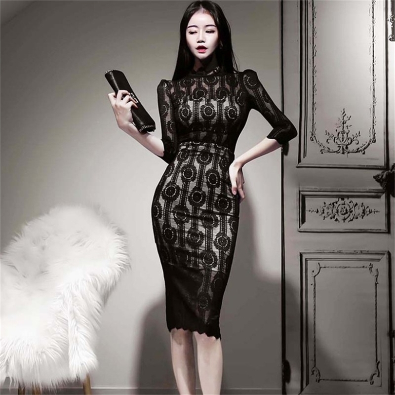 Women Elegant Lace Dress Black Pencil Spring Fitted Korea Sheath Club Party Vestidos 210519, Picture color
Women Elegant Lace Dress Black Pencil Spring Fitted Korea Sheath Club Party Vestidos 210519, Picture color