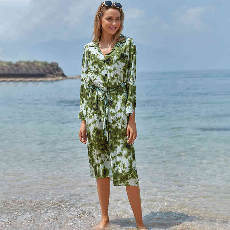 Beach dress Saida de Praia Cotton Kimono Pareos Playa Mujer Bikini Cover up Swimsuit cover Q1184 210420