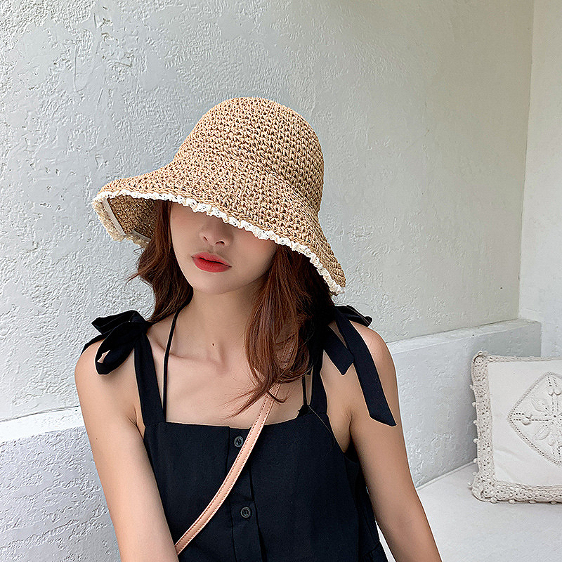 Women Summer Outdoor Straw Hat Vacation Beach Casual Caps Solid Color Foldable Sun Cap Lace Wide Brim Hats, Khaki
Women Summer Outdoor Straw Hat Vacation Beach Casual Caps Solid Color Foldable Sun Cap Lace Wide Brim Hats, Khaki