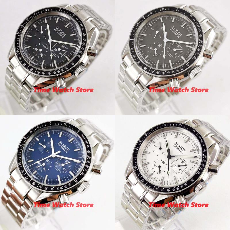 Wristwatches 40mm Week Date Indicate Multifunction Automatic Watch Men Waterproof Black Blue White Dial Luxury Ss Bracelet
Wristwatches 40mm Week Date Indicate Multifunction Automatic Watch Men Waterproof Black Blue White Dial Luxury Ss Bracelet