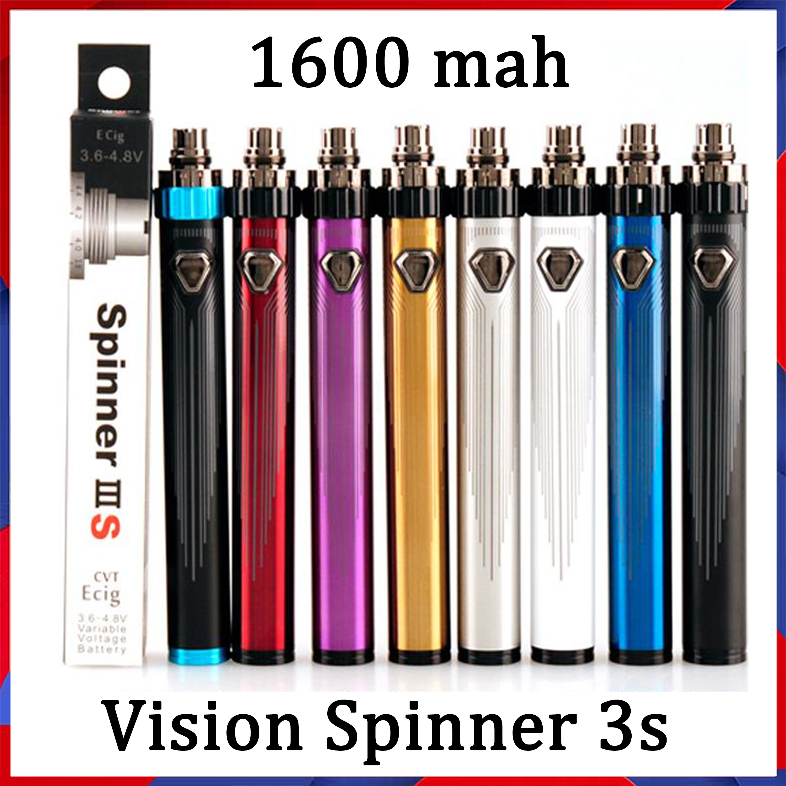 Vision Spinner 3S IIIS 1600mAh Battery Variable Voltage 3.6V-4.8V Top Twist USB Passthrough ESAM-T For 510 Thread Atomizer Tank
Vision Spinner 3S IIIS 1600mAh Battery Variable Voltage 3.6V-4.8V Top Twist USB Passthrough ESAM-T For 510 Thread Atomizer Tank