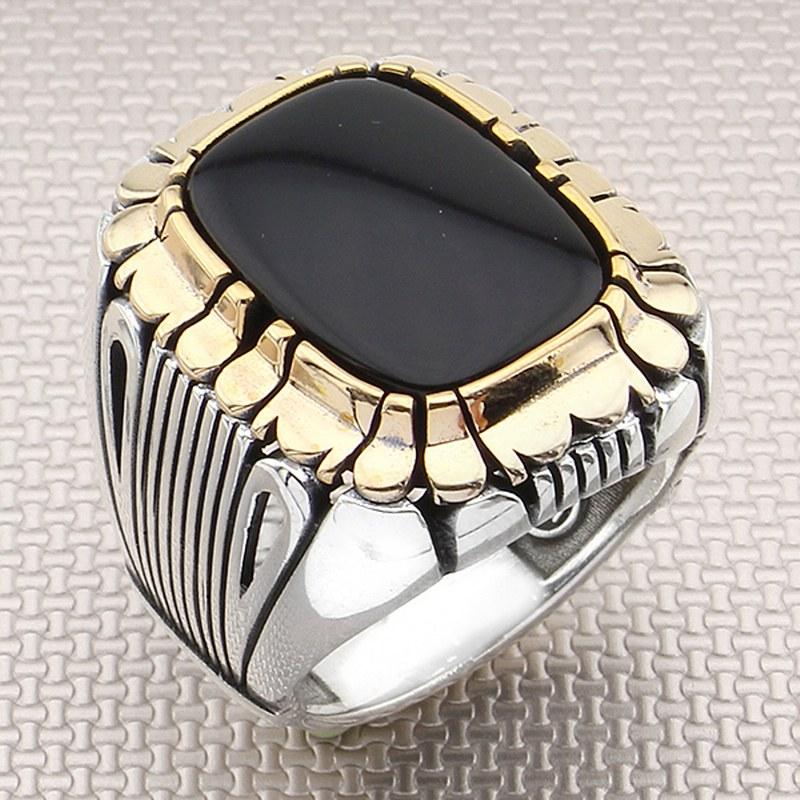 Cluster Rings Authentic Style Natural Onyx Tiger Eye Agate Zircon Stones Stamped 925 Sterling Silver Ring For Men's Turkish Jewelry All Size
Cluster Rings Authentic Style Natural Onyx Tiger Eye Agate Zircon Stones Stamped 925 Sterling Silver Ring For Men's Turkish Jewelry All Size