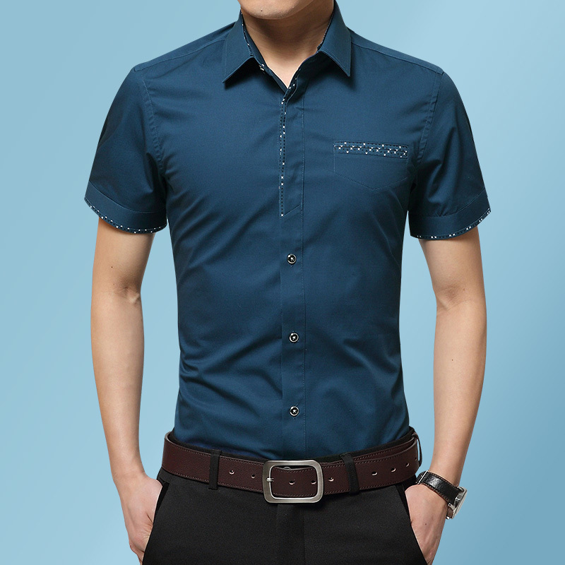 New Summer Trend Fashion Men's Casual Shirt Cotton Casual Shirt Men Short Sleeve Breathable Work Dress Shirts Men 210412