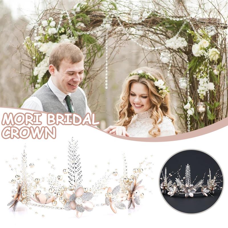 Hair Clips & Barrettes Glittery Beaded Tiaras Floral Leaf Crowns For Women Fashion Hoop Adjustable Alloy ELegant Headwear Jewelry Accessorie