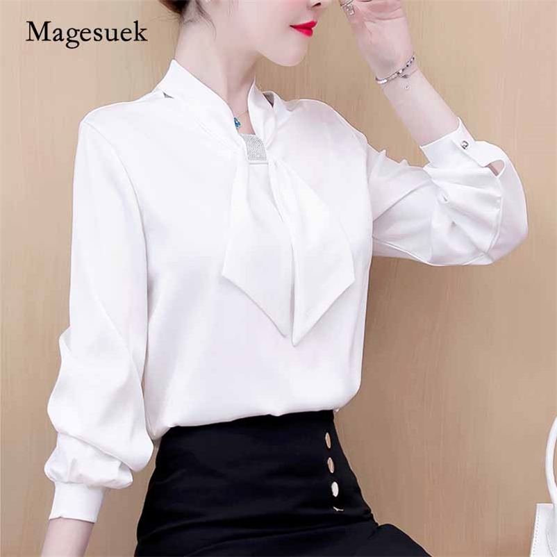 

Spring Autumn Elegant Women Long Sleeve Blouse Blouses OL Style Shirt Fashion Ribbon Tops Blusas 10317 210518, Black
