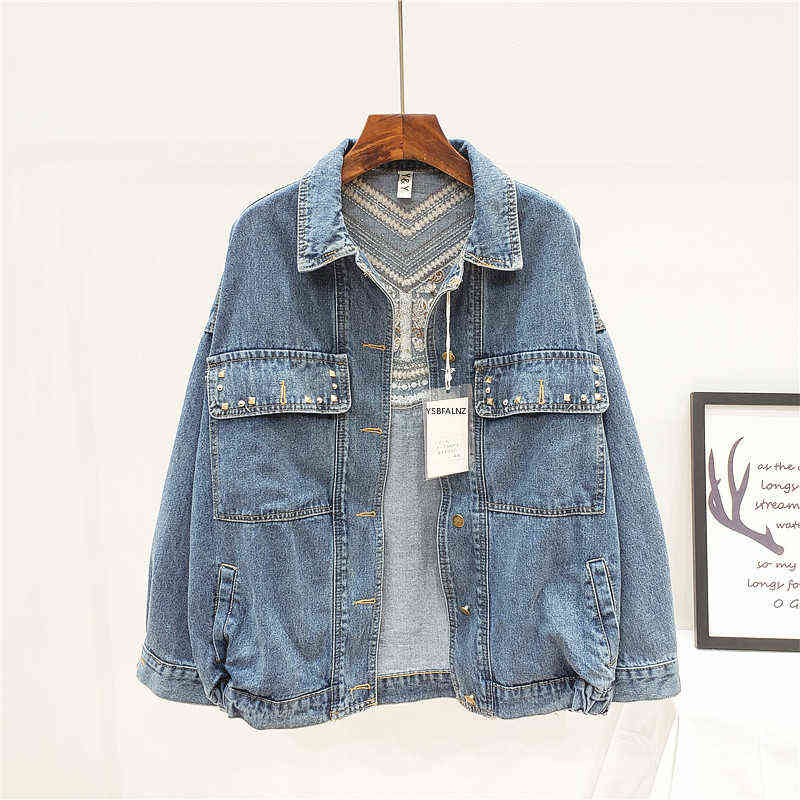 Denim Jacket Korean Floral Embroidery Suede Fringe Loose Chaquetas Mujer Coat Long Sleeve Outerwear Jacket Women Veste Femme 211117