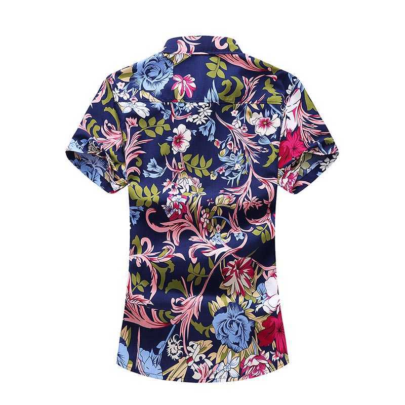Summer Korean Fashion Floral Shirts Casual Beach Short Sleeve Chinese Cotton Flowers Shirt Big Size 5XL 6XL 7XL 210528