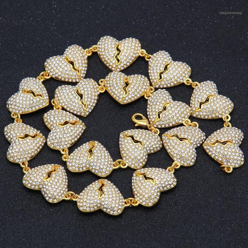 Chains Broken Heart Necklaces Full Iced Out CZ Rhinestone Gold Silver Color Choker Hip Hop Jewelry Bling Necklace For Men Women Chain
Chains Broken Heart Necklaces Full Iced Out CZ Rhinestone Gold Silver Color Choker Hip Hop Jewelry Bling Necklace For Men Women Chain